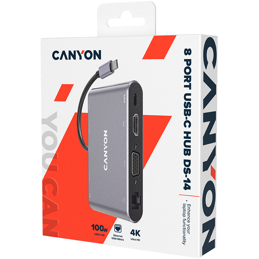 CANYON HUB DS-14 8 w 1 4k USB-C Szary-2