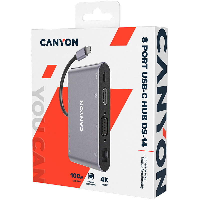 CANYON HUB DS-14 8 w 1 4k USB-C Szary-2