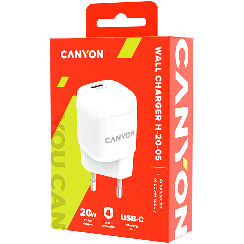 CANYON Ładowarka sieciowa H-20-05 PD 20W USB-C Biała-4