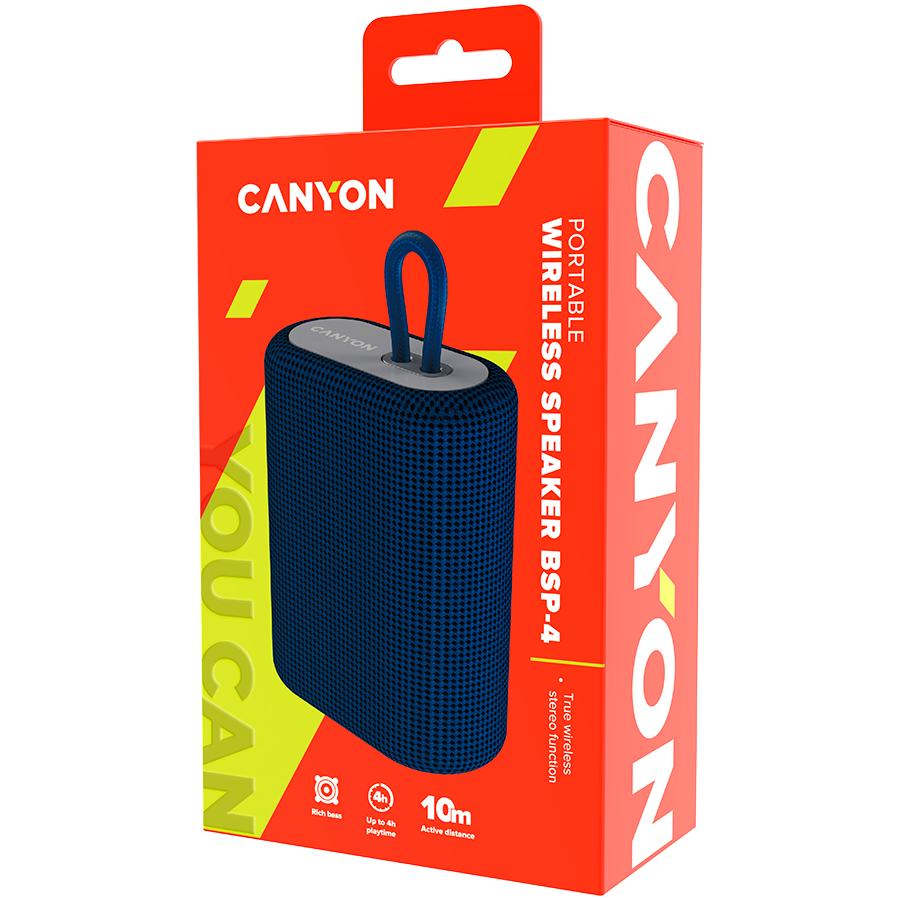 CANYON Głośnik Bluetooth BSP-4 5W Radio FM Niebieski