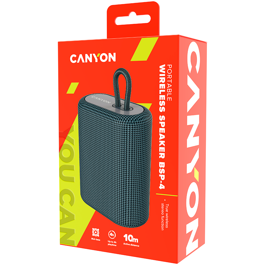 CANYON Głośnik Bluetooth BSP-4 5W Radio FM Szary