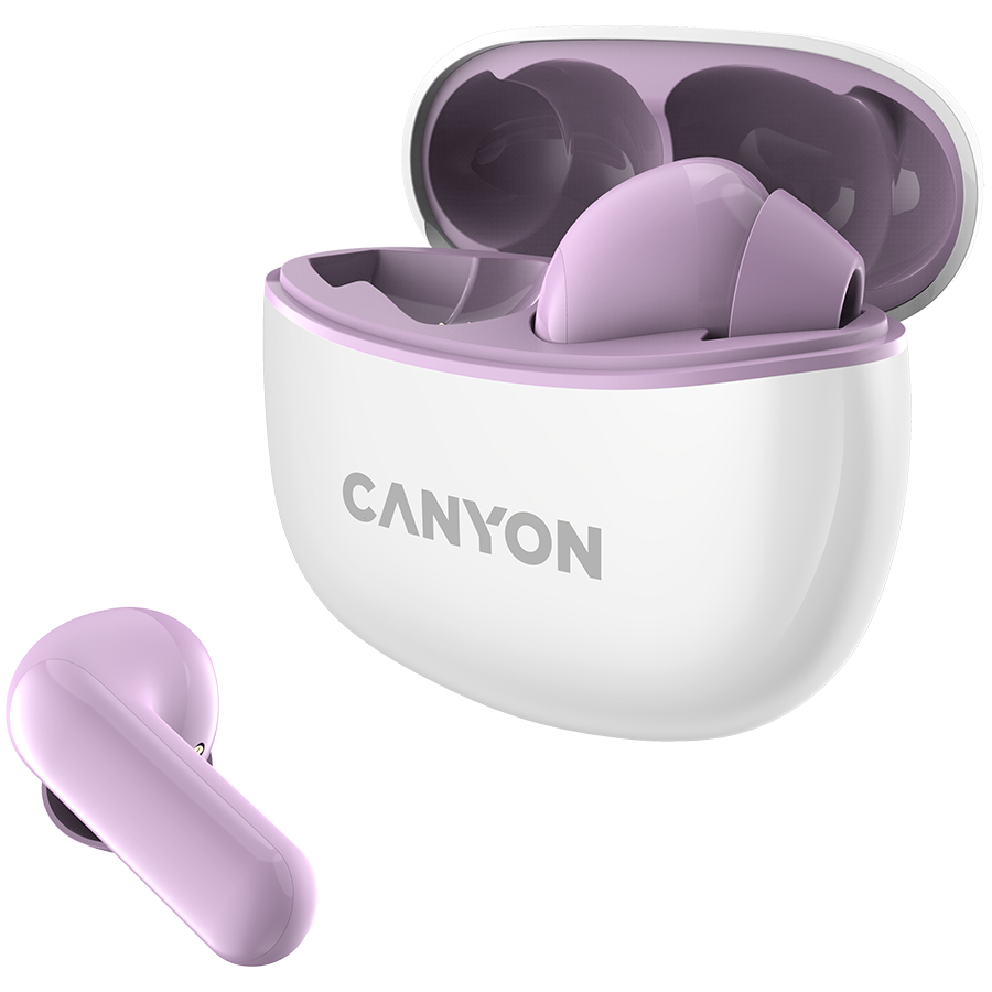 CANYON Słuchawki dokanałowe TWS-5 Etui Fioletowe