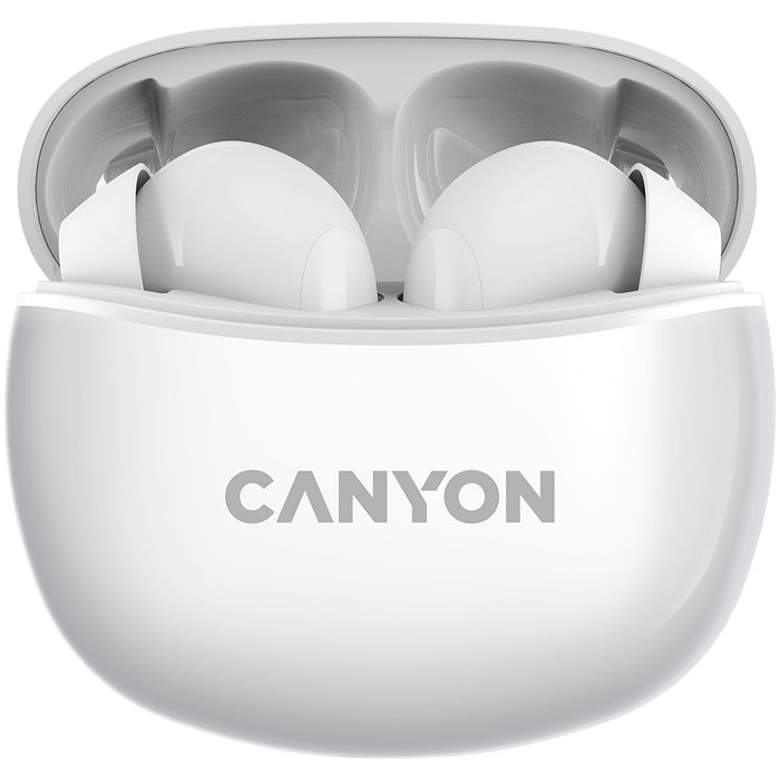 CANYON Słuchawki dokanałowe TWS-5 Etui Białe