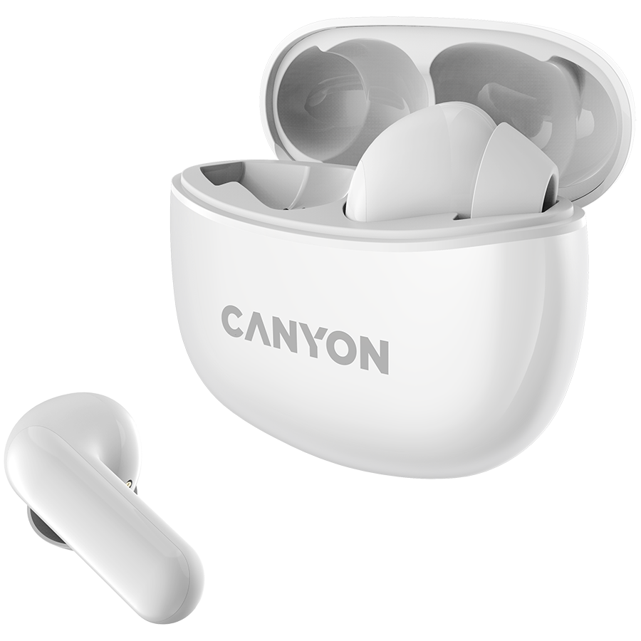 CANYON Słuchawki dokanałowe TWS-5 Etui Białe