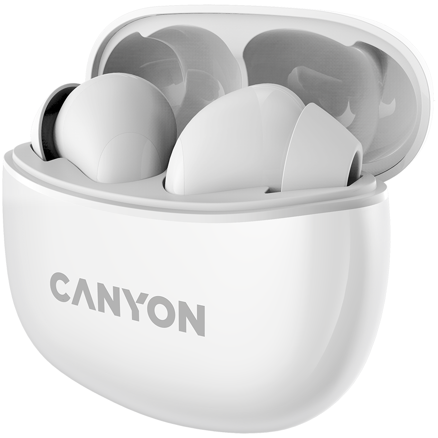 CANYON Słuchawki dokanałowe TWS-5 Etui Białe
