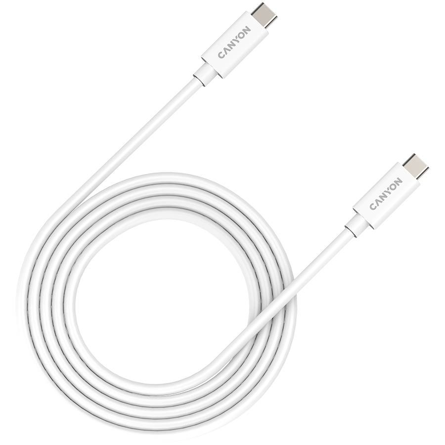 CANYON Kabel UC-42 USB-C do USB-C 240W 20Gbps 4k 2m Biały