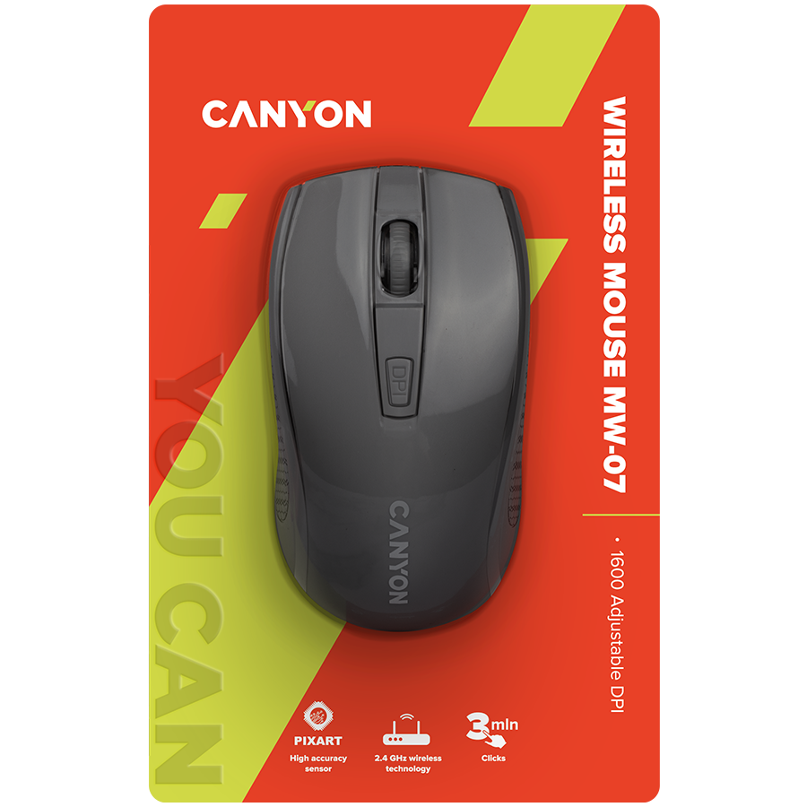 CANYON Mysz bezprzewodowa MW-7 Czarna