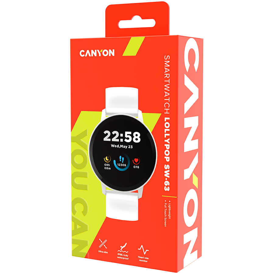 CANYON Smartwatch Lollypop SW-63 Srebrno - Biały
