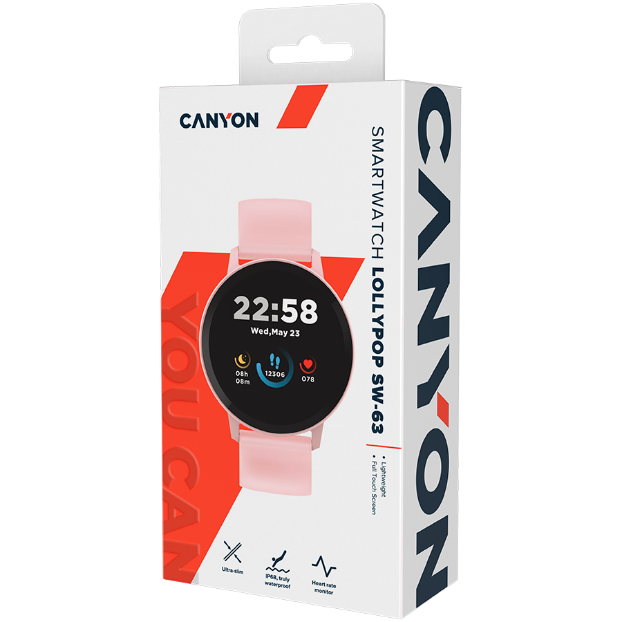 CANYON Smartwatch Lollypop SW-63 Różowy