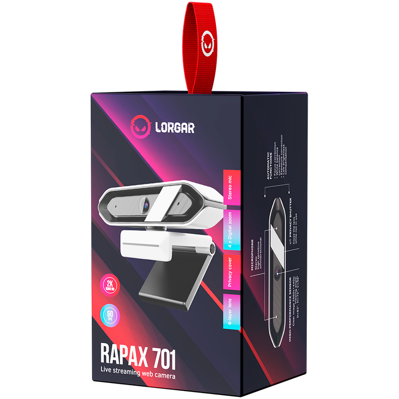 LORGAR Rapax 701, Kamerka internetowa do transmisji strumieniowej, 2K, Biała-7