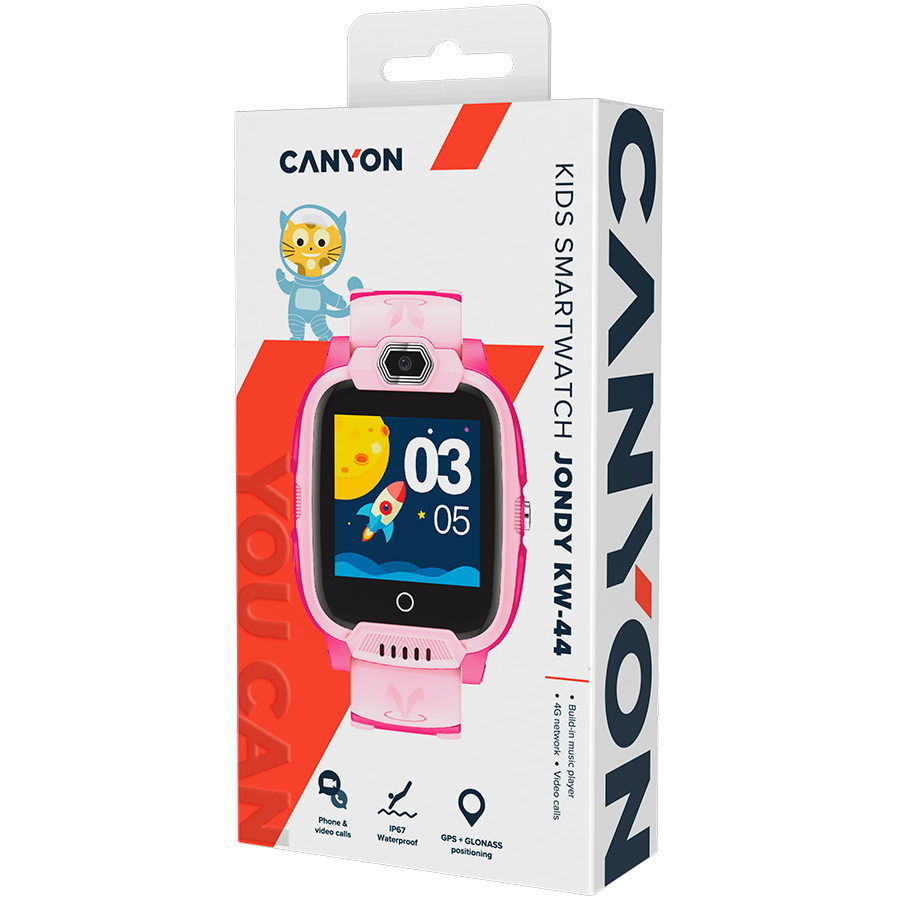 CANYON Smartwatch Jondy KW-44 4G Kamera GPS Muzyka Różowy