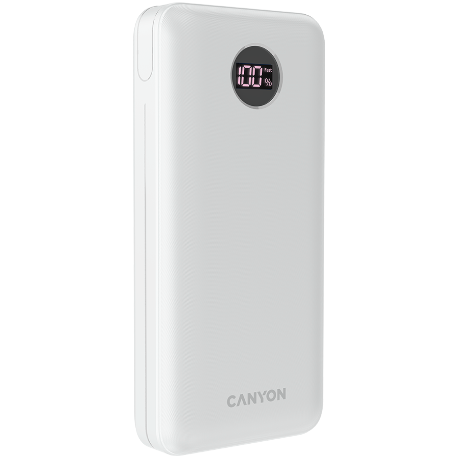 CANYON Powerbank PB-2002 LED 20000 mAh PD 20W QC 3.0 Biały