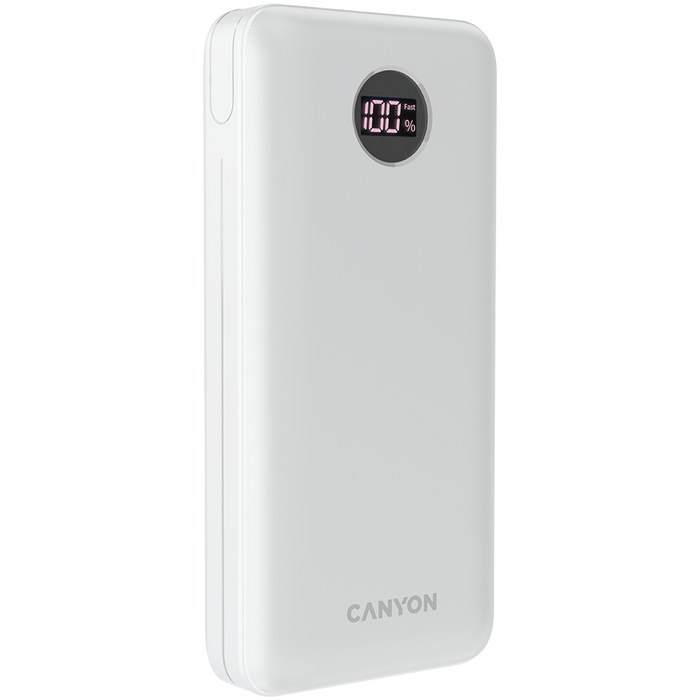 CANYON Powerbank PB-2002 LED 20000 mAh PD 20W QC 3.0 Biały