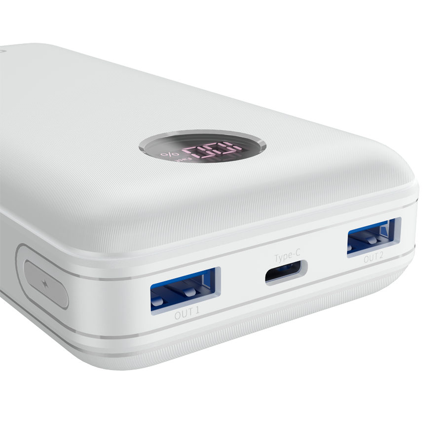 CANYON Powerbank PB-2002 LED 20000 mAh PD 20W QC 3.0 Biały