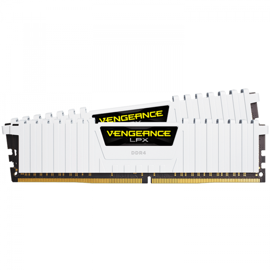 CORSAIR DDR4, 3200MHz 32GB 2x16GB Dimm, Dual Rank, 16-20-20-38, XMP 2.0, Vengeance LPX White Heatspreader, Black PCB, 1.35V-1