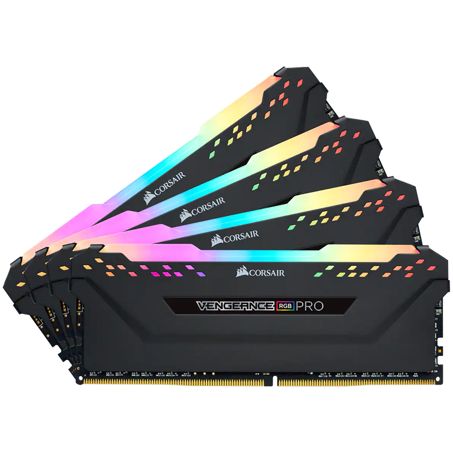 CORSAIR DDR4, 3200MHz 32GB 4x8GB DIMM, 16-18-18-36, XMP 2.0, Vengeance RGB Pro Black Heatspreader, RGB LED, 1.35V-1