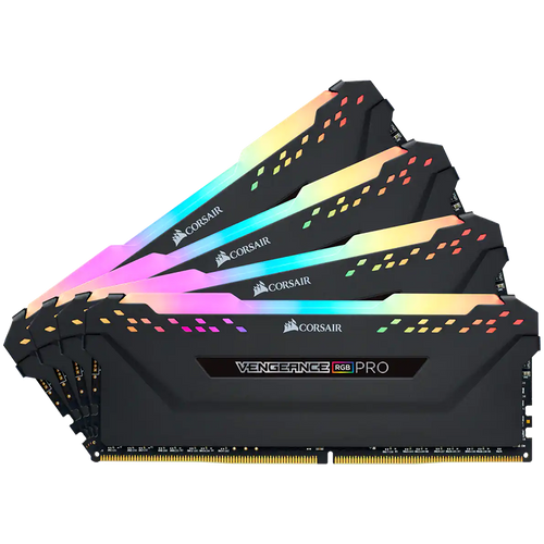 CORSAIR DDR4, 3200MHz 32GB 4x8GB DIMM, 16-18-18-36, XMP 2.0, Vengeance RGB Pro Black Heatspreader, RGB LED, 1.35V