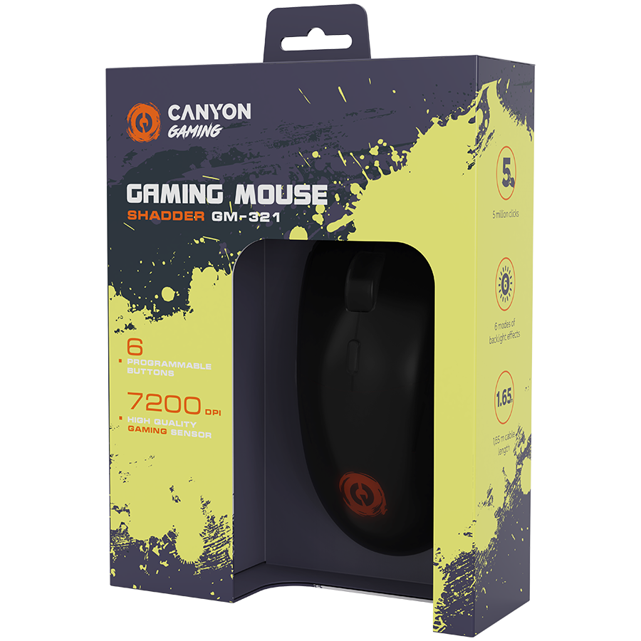 CANYON Mysz gamingowa Shadder GM-321 RGB 6 Przyc. Przew. Czarna-12