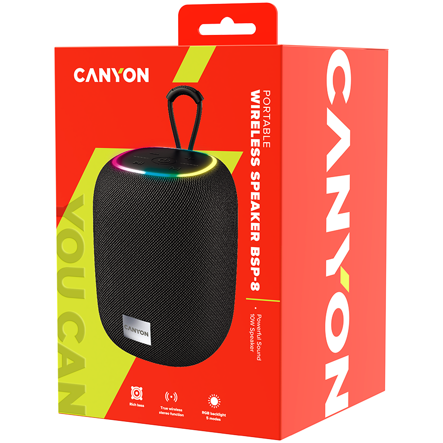 CANYON Głośnik Bluetooth BSP-8 10W Czarny