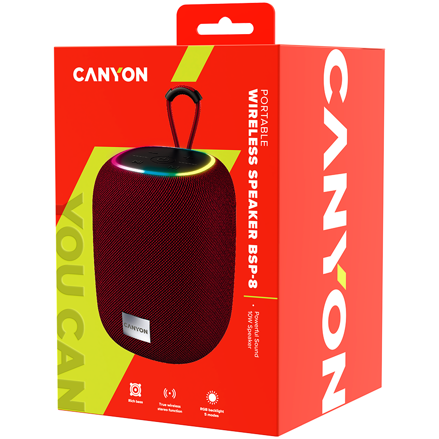 CANYON Głośnik Bluetooth BSP-8 10W Czerwony-8
