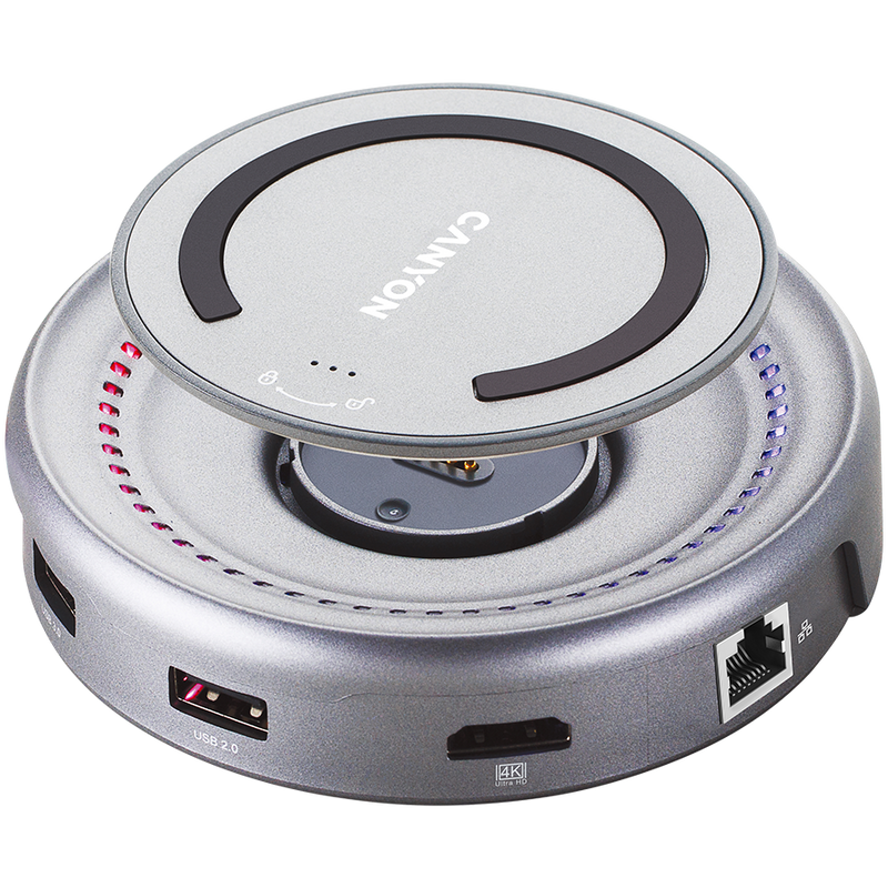 CANYON HUB DS-7 7in1 USB-C Ładowanie Qi Space Grey-1