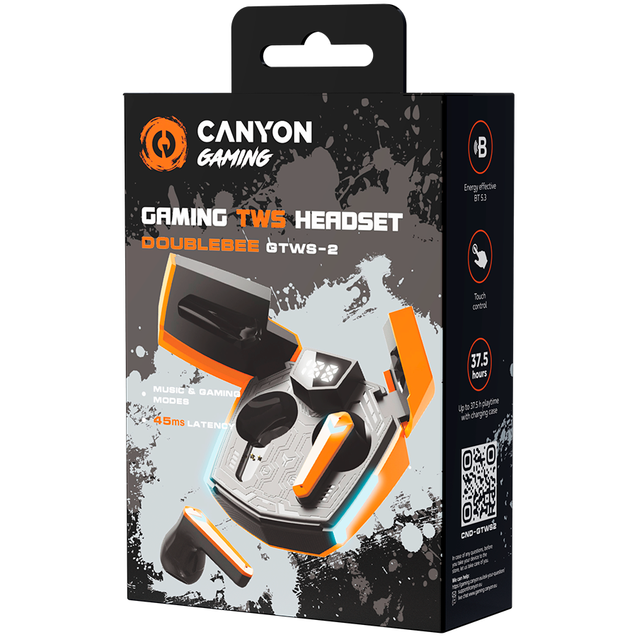 CANYON Słuchawki douszne DoubleBee GTWS-2 Pomarańczowe