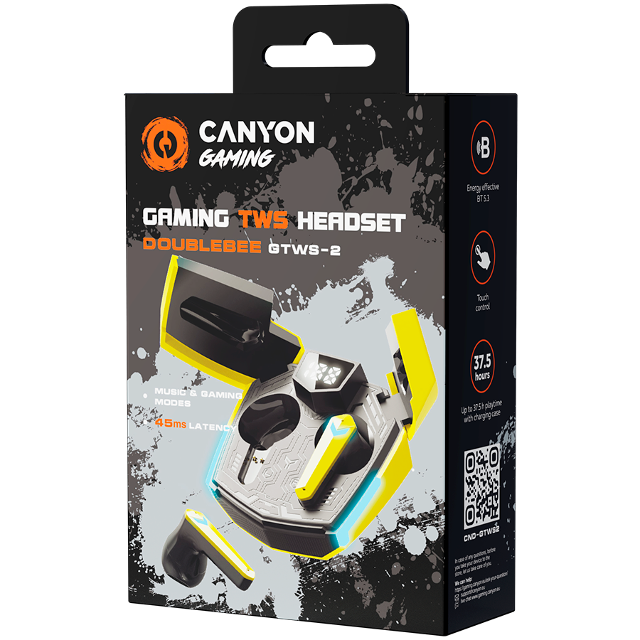 CANYON Słuchawki douszne DoubleBee GTWS-2 Żółte