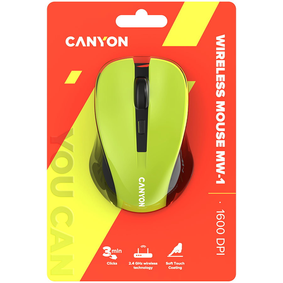 CANYON Mysz bezprzewodowa MW-1 Żółta