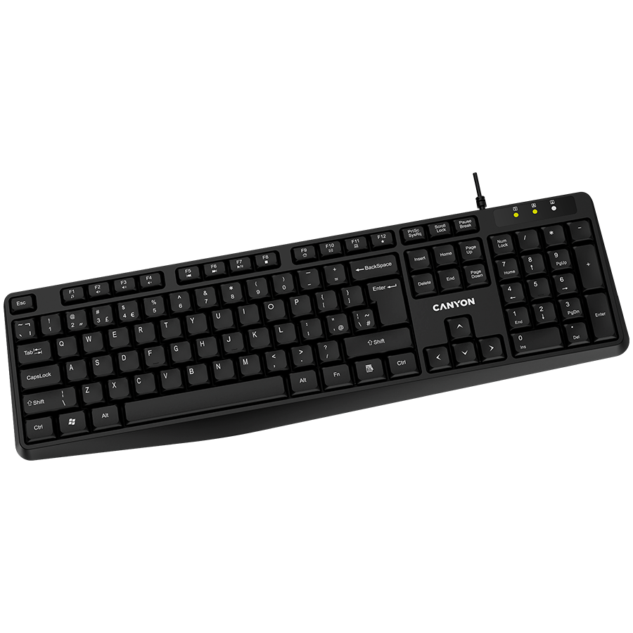 CANYON Klawiatura KB-1 UK Przewodowa Czarna