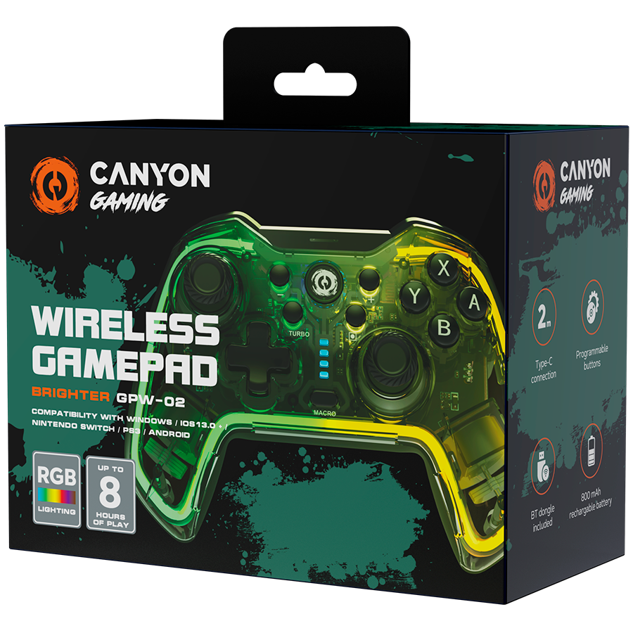 CANYON Kontroler GPW-02 BT+Dongle Brighter Bezprz. Transparent