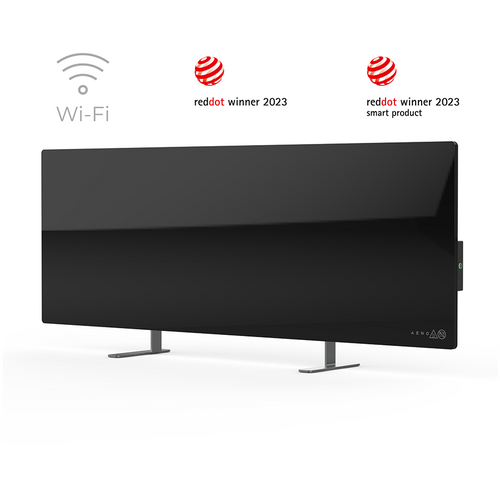 AENO Premium Eco Smart Heater for AMAZON, 700W, Tempered glass, Infrared+convection heating type, Plug type: Europe (E/F type), BLACK