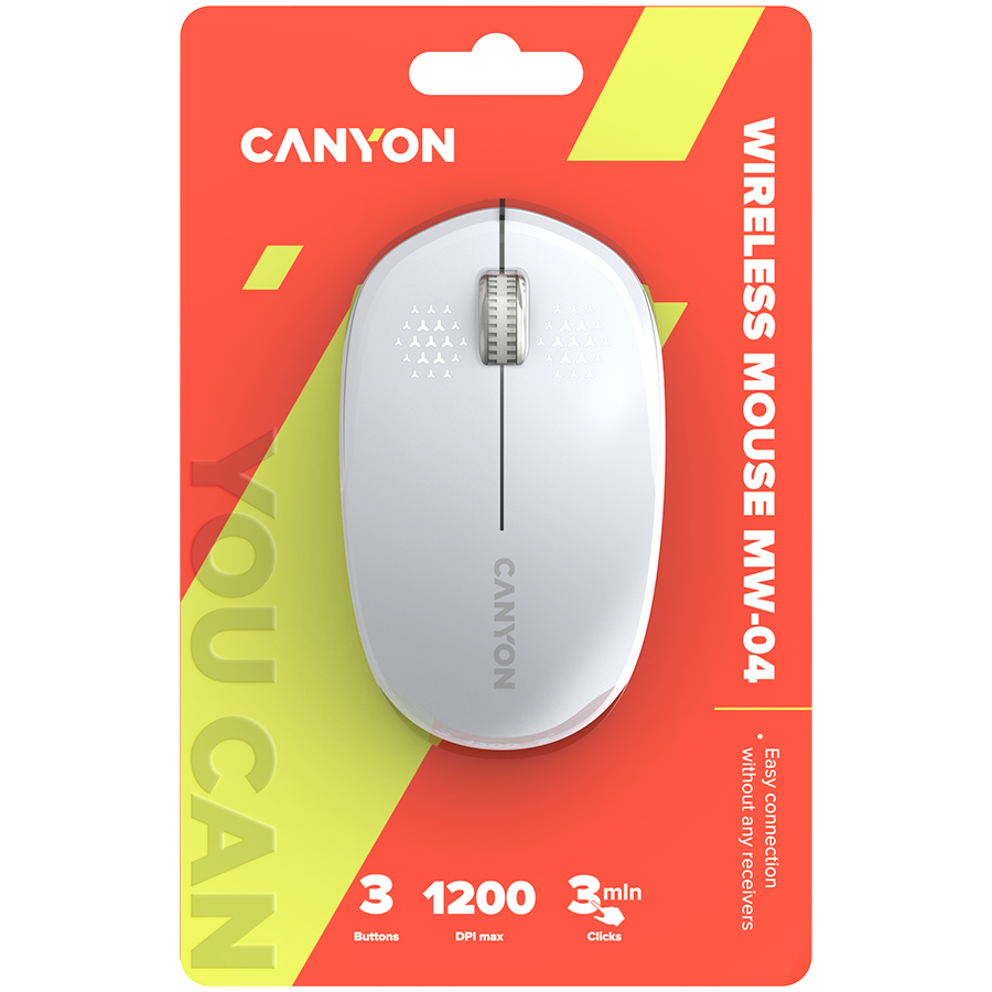 CANYON Mysz bezprzewodowa MW-04 Oburęczna BT Biała