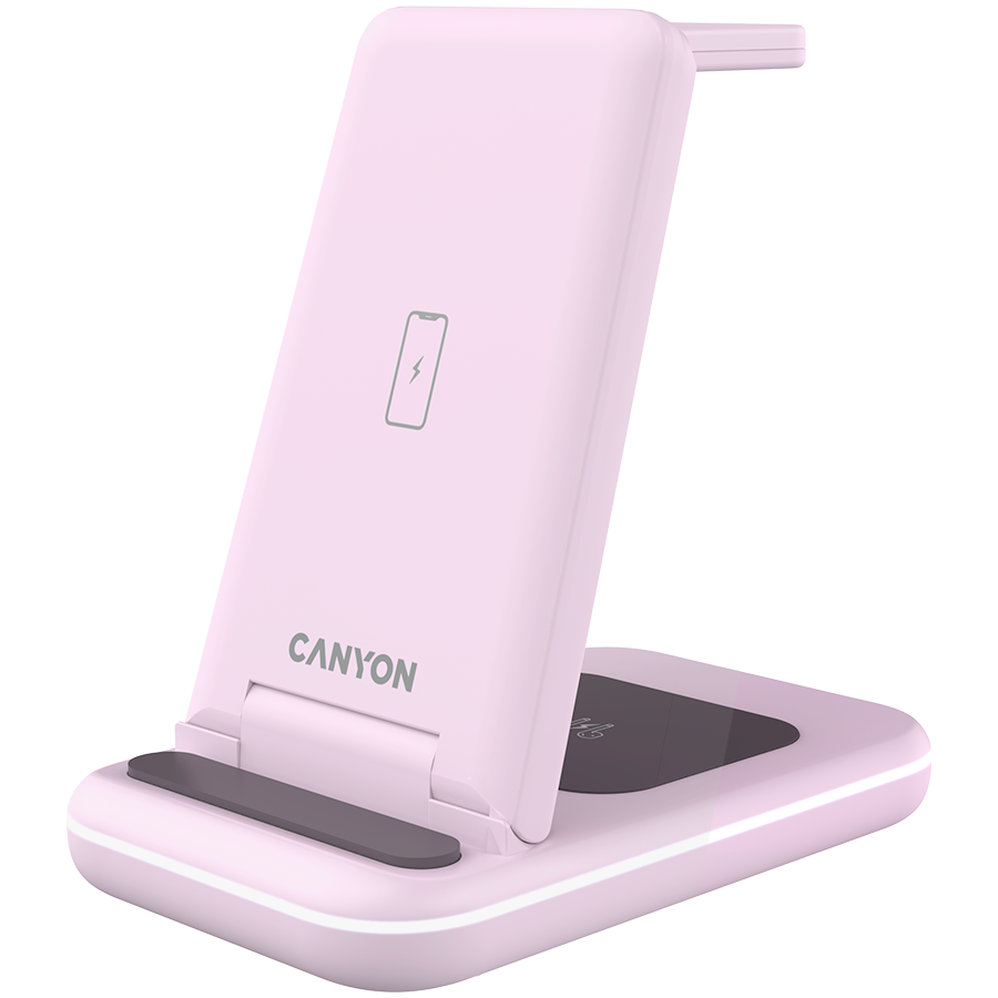 CANYON Ładowarka bezprzewodowa WS-304 15W 3w1 Iced Pink