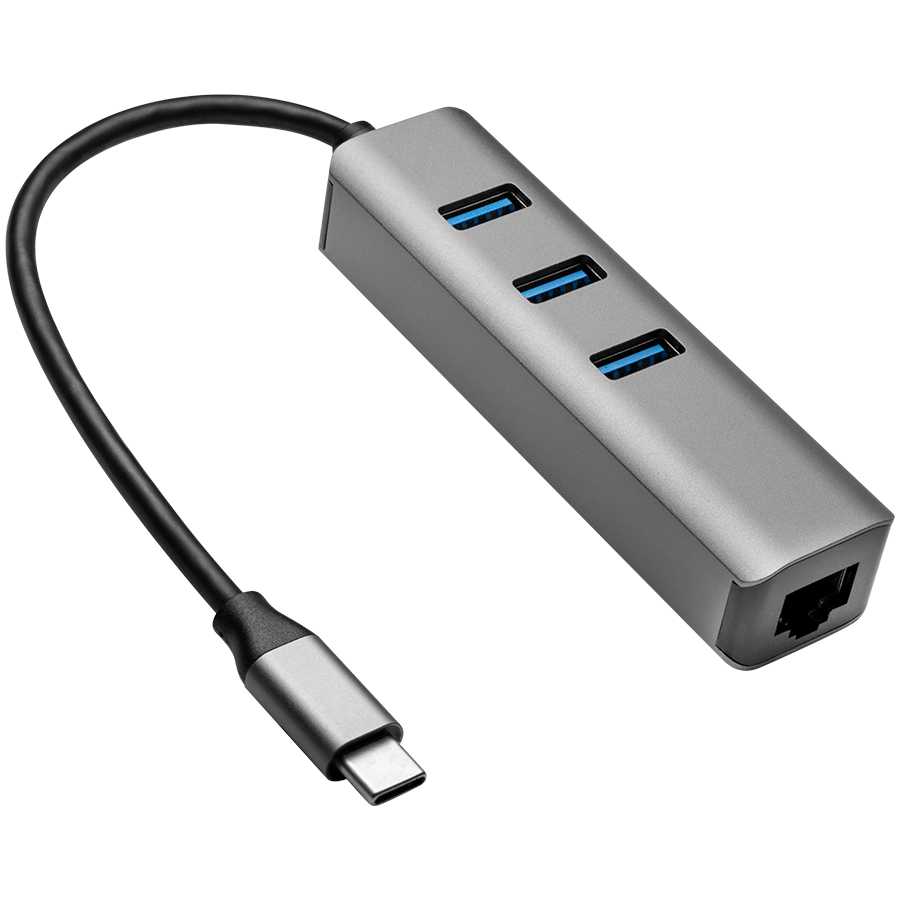 AKYGA Hub USB type C do 3x USB 3.0 Akyga AK-AD-66 z kartą sieciową 10/100/1000 15cm