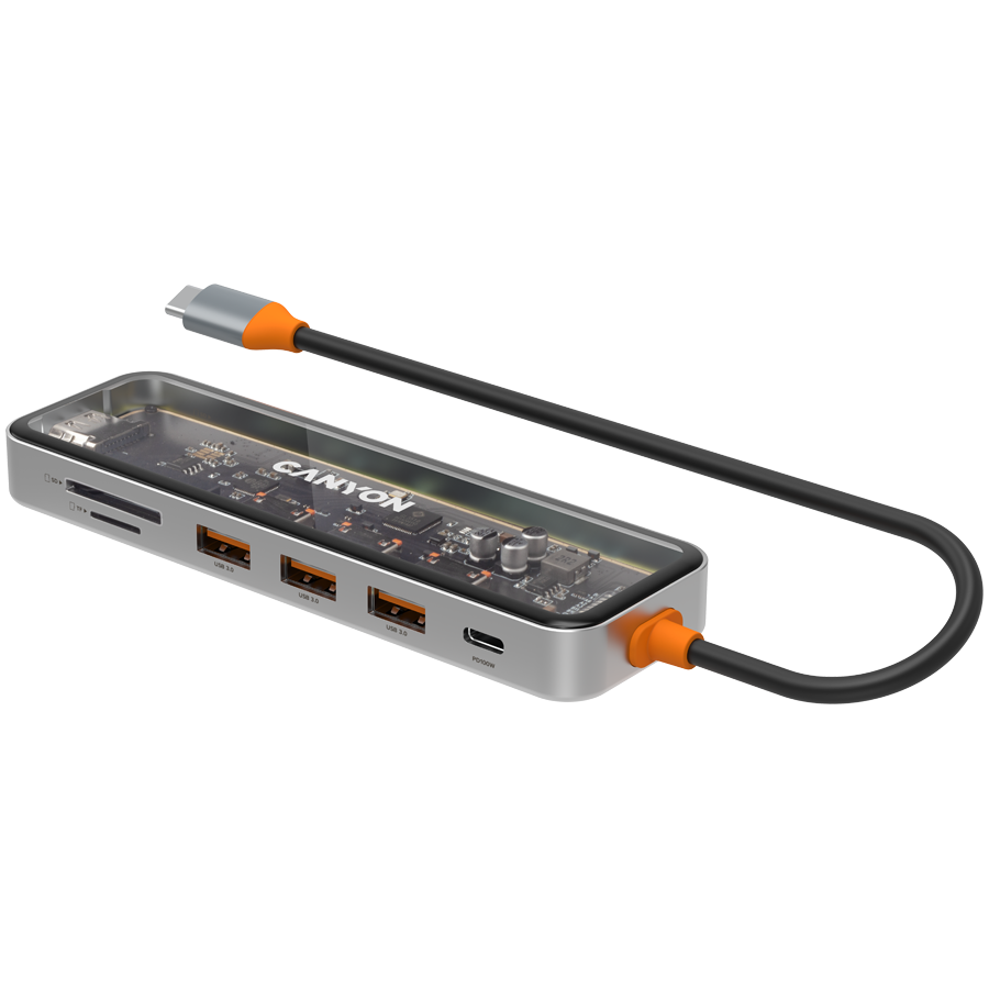 CANYON HUB DS-13 7 w 1 4k USB-C Transparentny