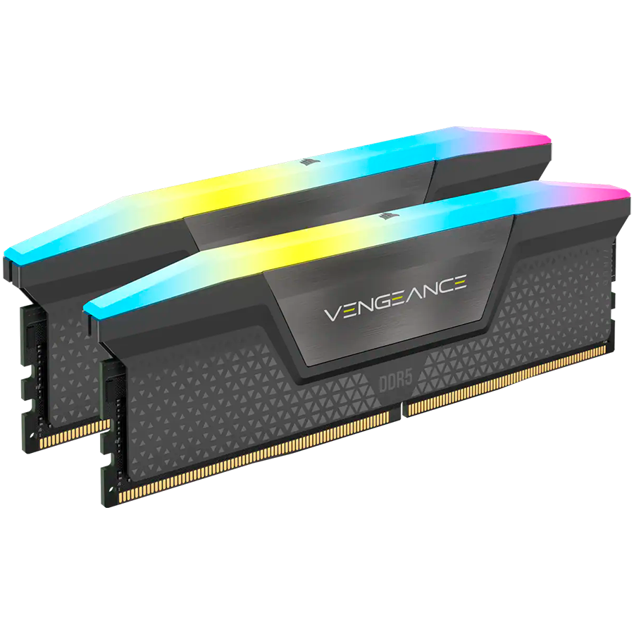 CORSAIR VENGEANCE RGB DDR5 32GB (2x16GB) DDR5 6000 CL38-44-44-96 1.35V Std PMIC Intel XMP Memory - Black, 0840006680628-1