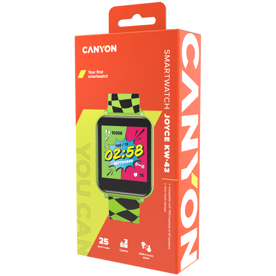 CANYON Smartwatch dla dzieci Joyce KW-43 DUAL BT Music Zielony