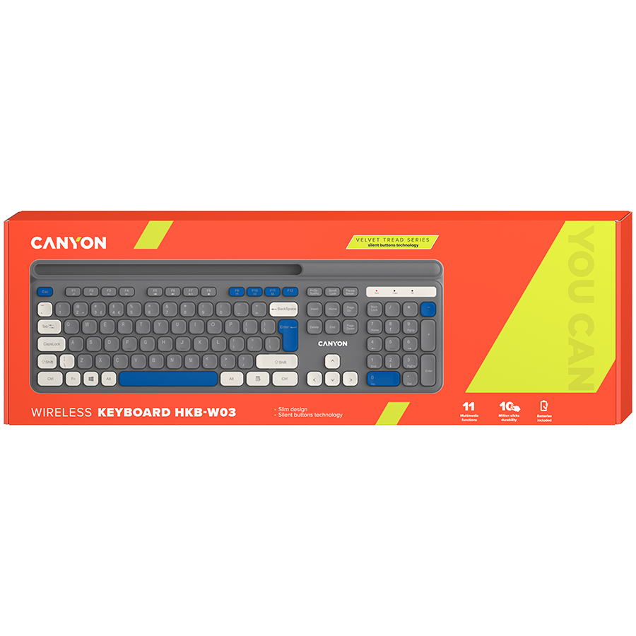CANYON Klawiatura HKB-W03 Bezprzewodowa Szara-16