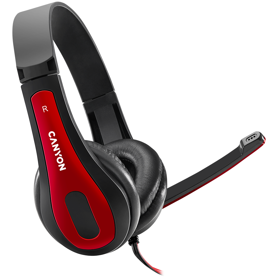 CANYON Zestaw słuchawkowy HSC-1 PC Mik 2m Czarno - Czerwony