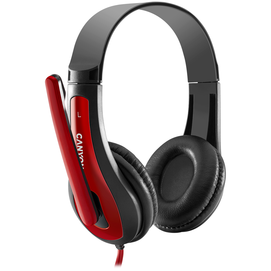 CANYON Zestaw słuchawkowy HSC-1 PC Mik 2m Czarno - Czerwony
