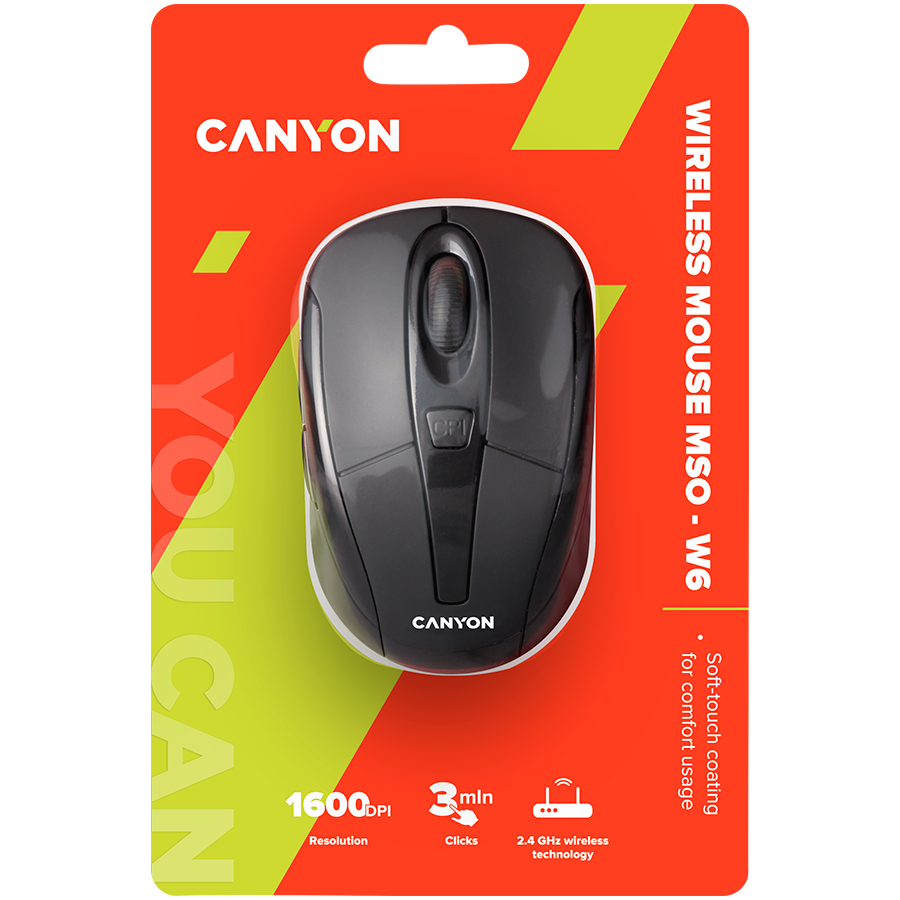 CANYON Mysz bezprzewodowa MSO-W6 Czarna