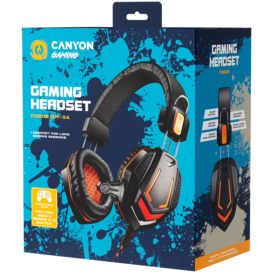 CANYON Zestaw słuchawkowy Fobos GH-3A Czarno - Pomarańczowy
