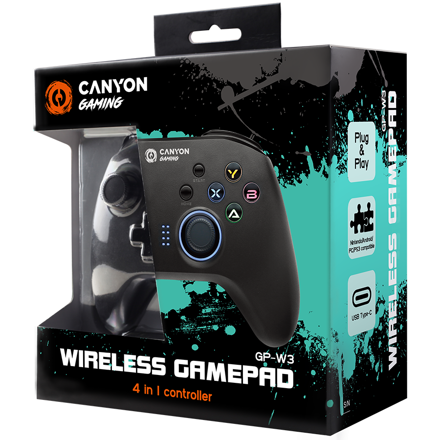CANYON Kontroler GP-W3 Android/Nintendo/PC/PS3 Bezprz. Czarny