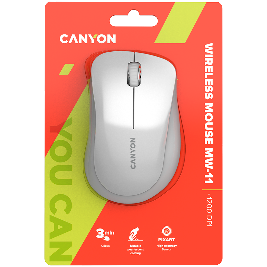 CANYON Mysz bezprzewodowa MW-11 Biało - Szara