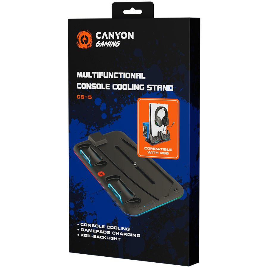 CANYON Podstawka CS-5 RGB PS5 Ładowanie + Chłodzenie Czarna