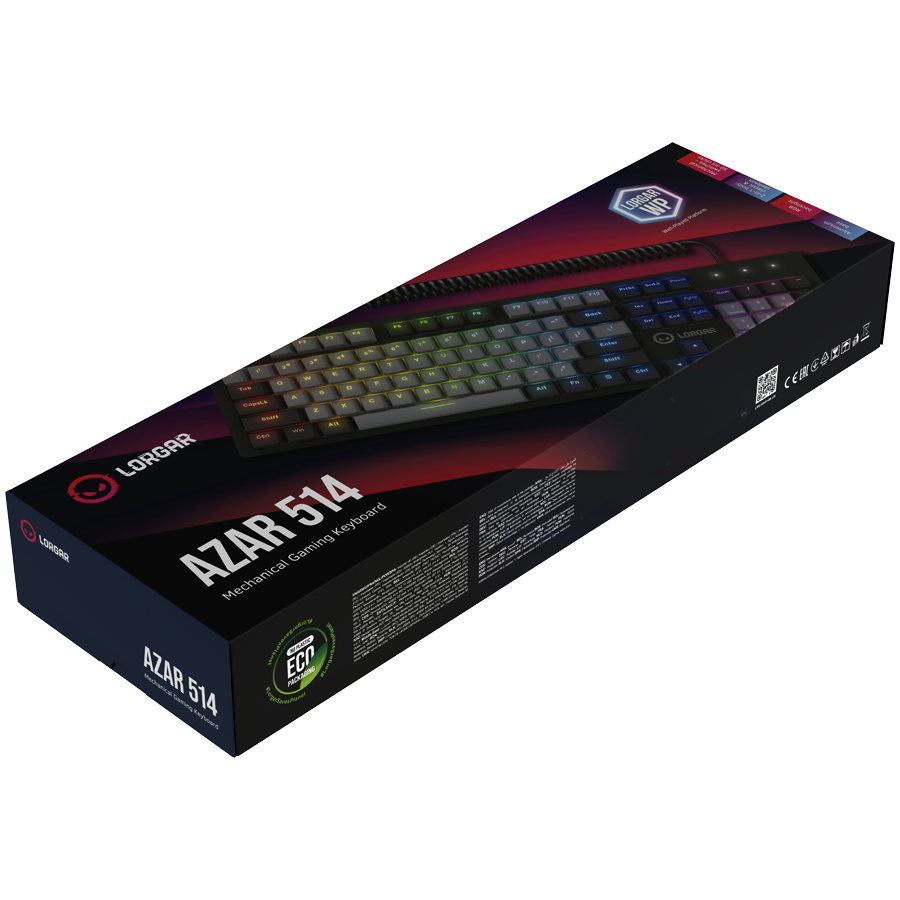 LORGAR Klawiatura Gamingowa Azar 514, przewodowa, RGB, Czarna-8