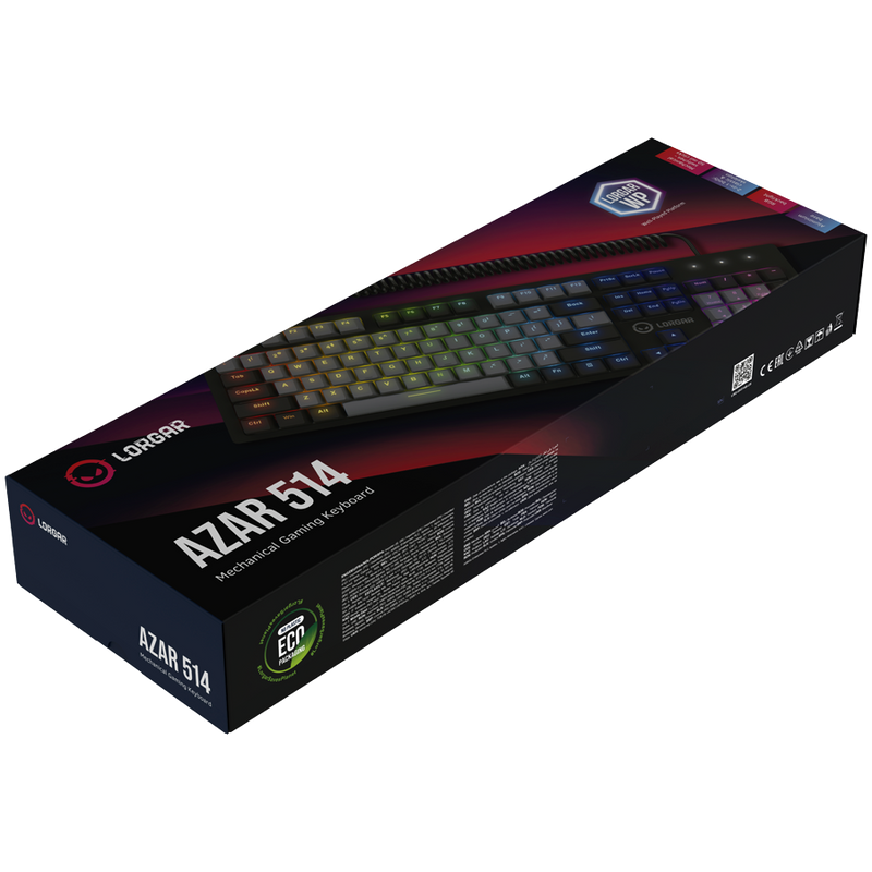 LORGAR Klawiatura Gamingowa Azar 514, przewodowa, RGB, Czarna-8