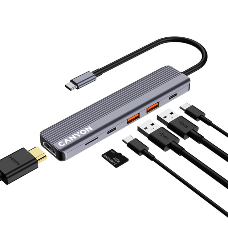 CANYON HUB DS-17 6 w 1 4k USB-C Szary-6