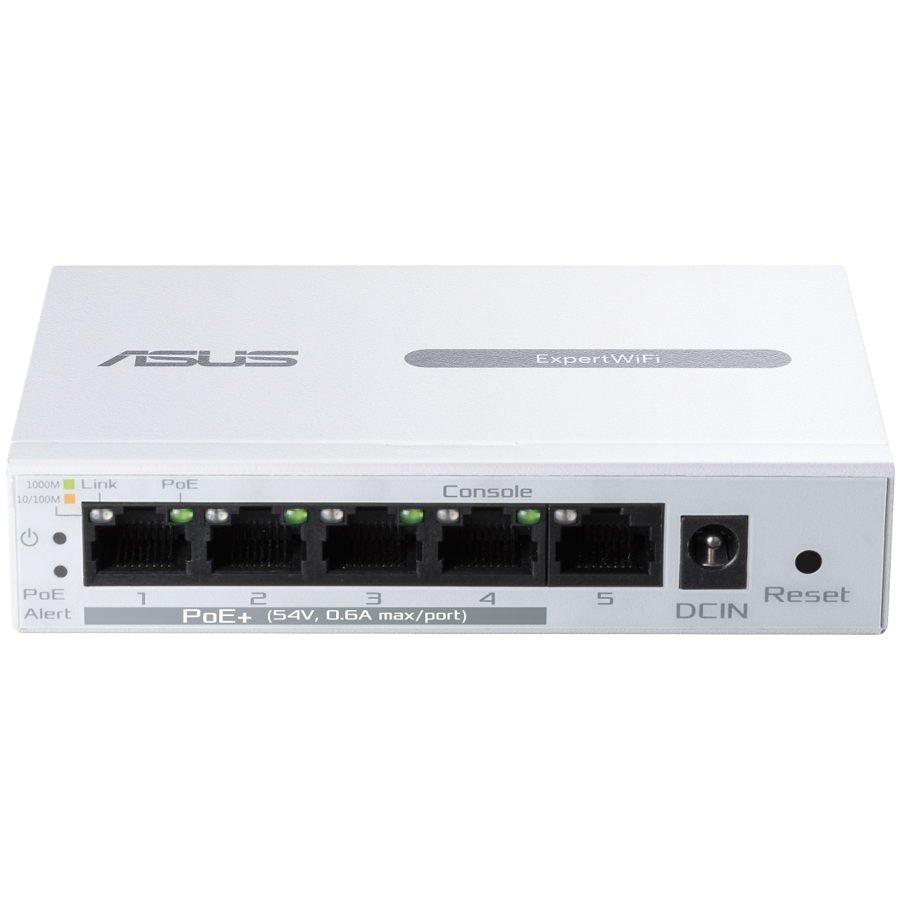 ASUS ExpertWiFi EBP15 5-Port GbE smart managed PoE+ switch, 4 PoE+ ports, 60W, Supports PoE priority setting, Perfect for PoE APs, IP Cameras, VoIP Phones, Centralized app management with ExpertWiFi router-5