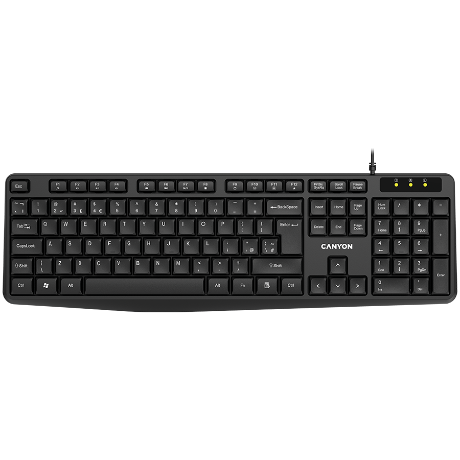 CANYON Klawiatura KB-1 Przewodowa EN/ES Czarna